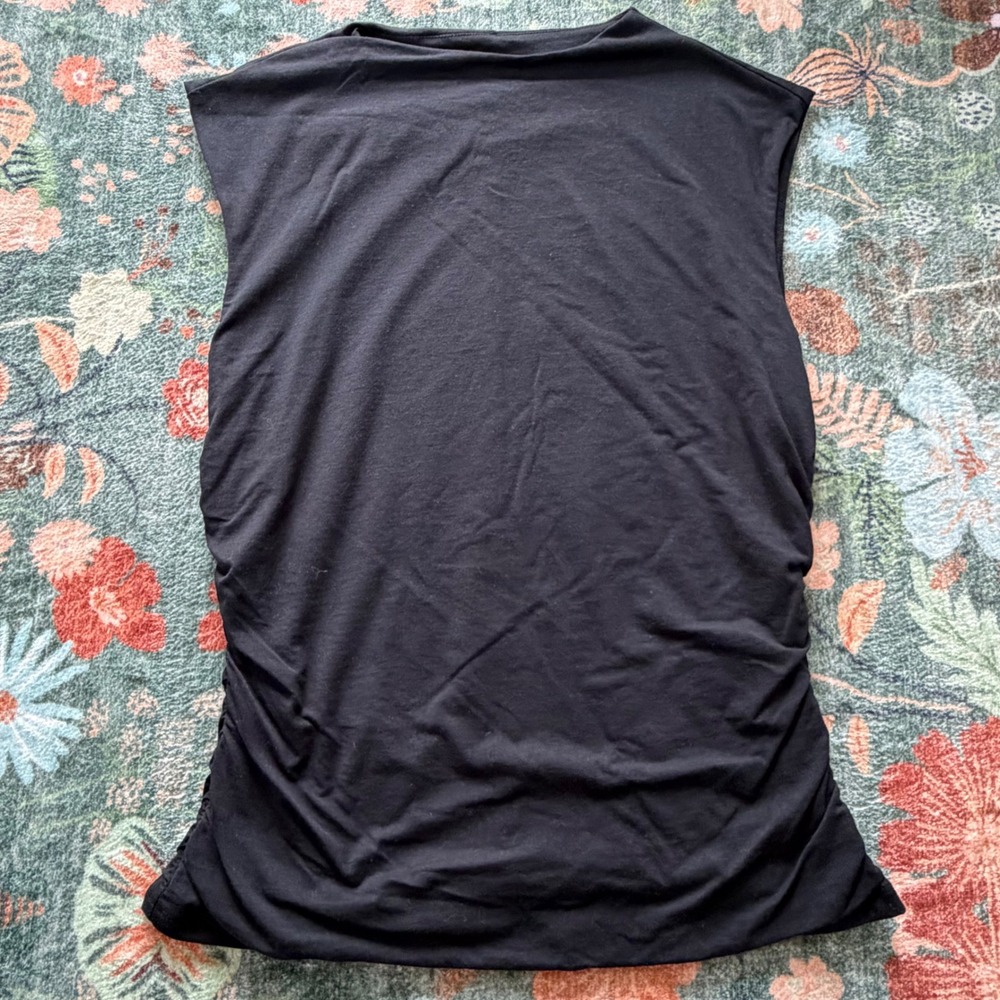 Rebecca Minkoff Black Ruched Mock Neck Sleeveless Top M 7RMD7197A